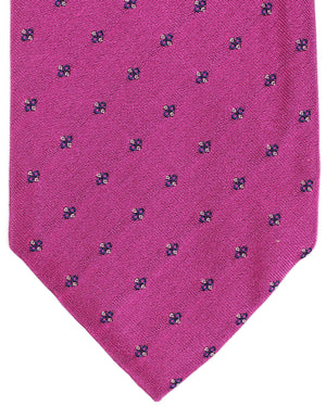 Massimo Valeri 11 Fold Tie Cranberry Pink Geometric - Elevenfold Necktie