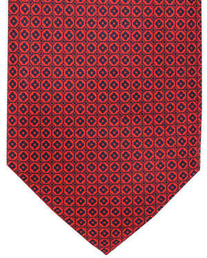 Massimo Valeri 11 Fold Tie Red Geometric - Elevenfold Necktie