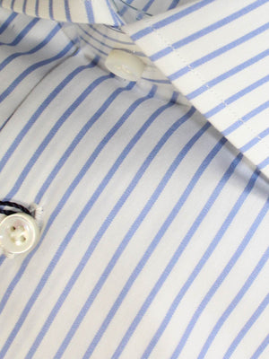Mattabisch Dress Shirt White Blue Stripes