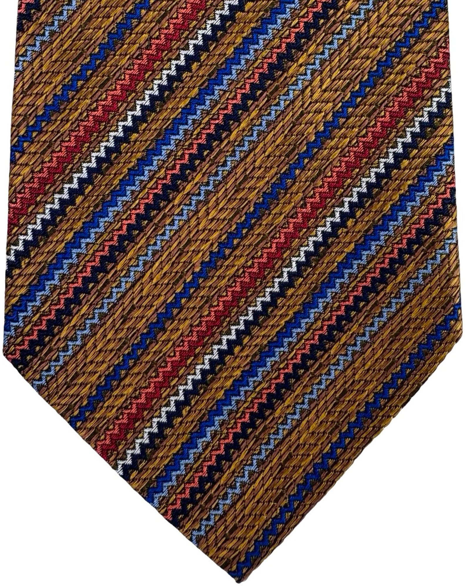 Missoni Silk Tie Brown And Multicolor Zigzag
