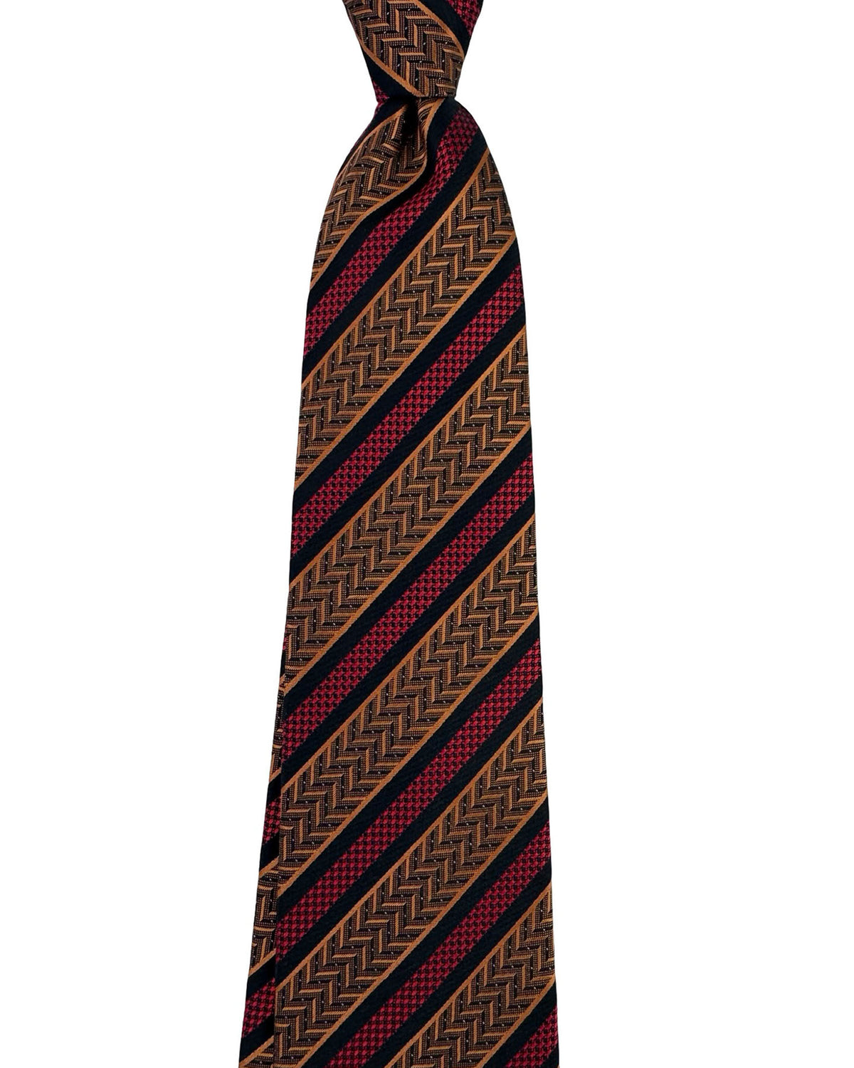 Missoni Silk Tie Black And Brown Herringbone Stripe
