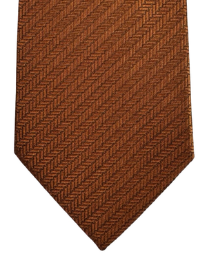 Missoni Silk Tie Brown Textured Zig Zag Pattern