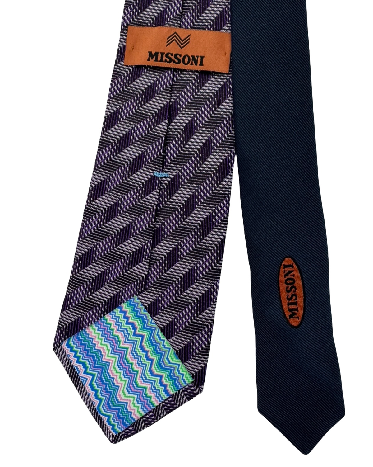 Missoni Silk Tie Purple Zig Zag Pattern