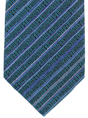 Missoni Tie Dark Blue Aqua Stripes Logo Design