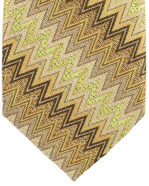 Missoni Necktie Cream Brown Zig Zag Design