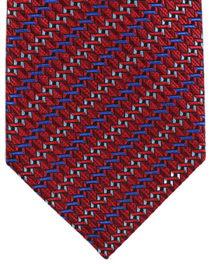 Missoni Necktie Dark Red Royal Blue Geometric Design