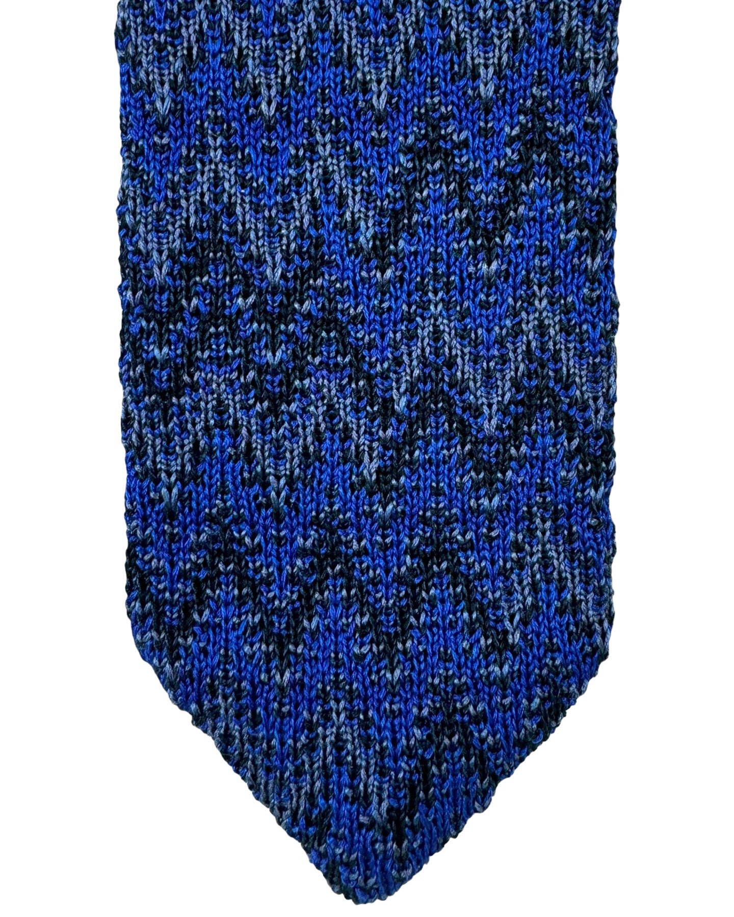 Missoni Knitted Tie Midnight Blue Black Zig Zag- Cotton Silk