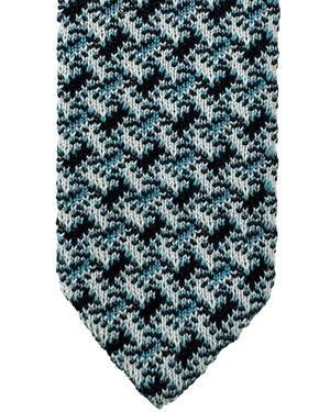 Missoni Knitted Tie White Blue Black Design - Cotton Silk