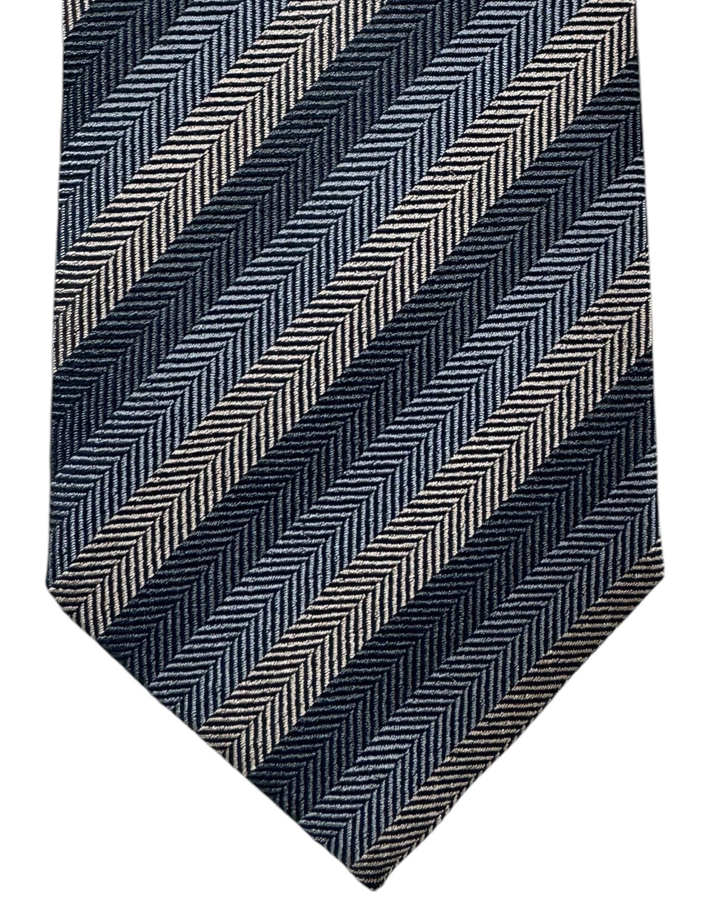 Missoni Silk Tie Gray Blue Stripes - Hand Made In Italy