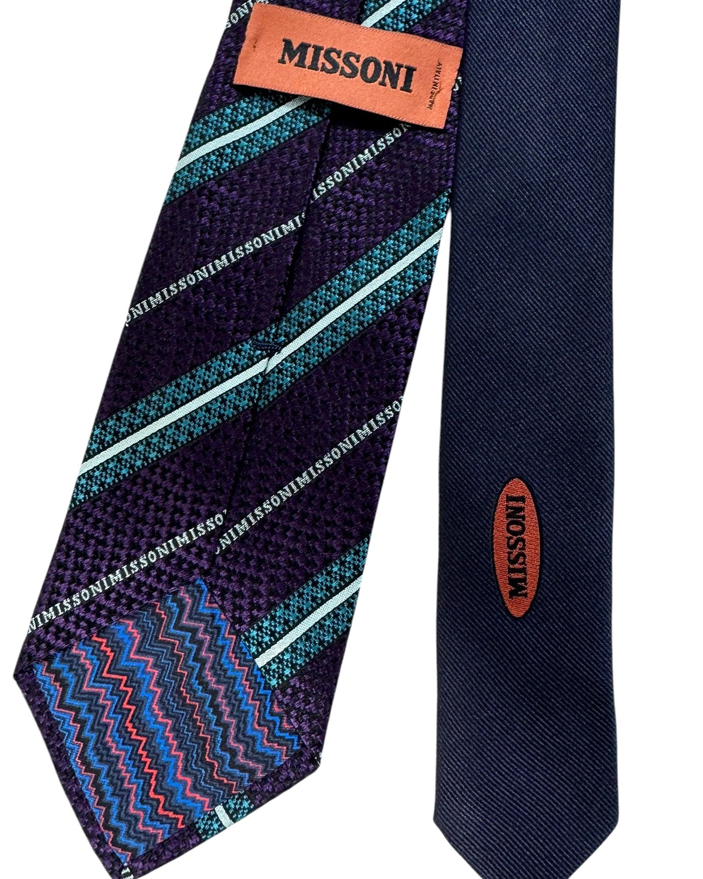 Missoni Silk Tie Purple Teal Stripes