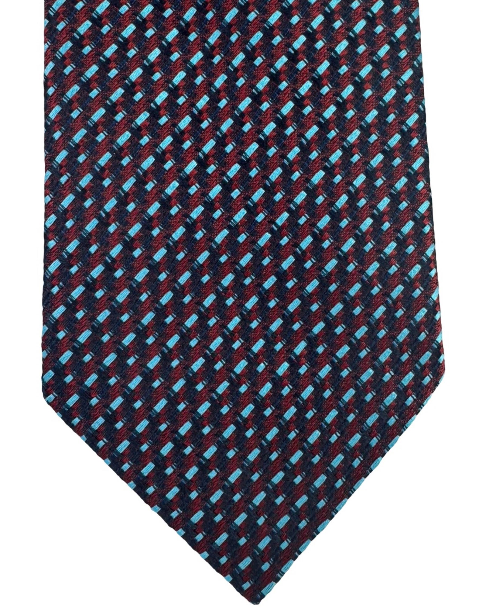 Missoni Silk Tie Red Sky Blue Skinny Stripes