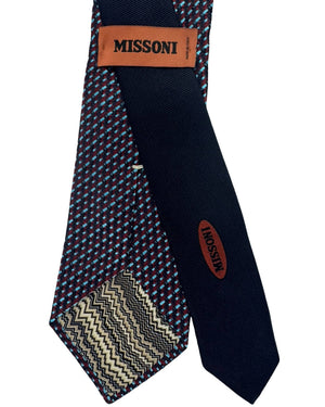 Missoni Silk Tie Fire Red Sky Blue Pattern