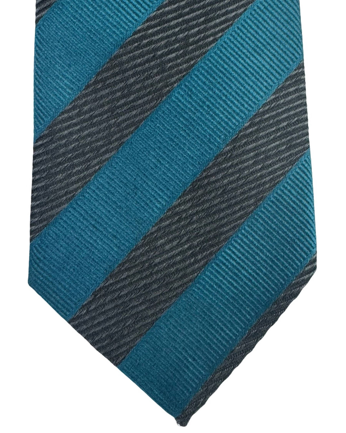 Missoni Silk Tie Teal Gray Striped Design