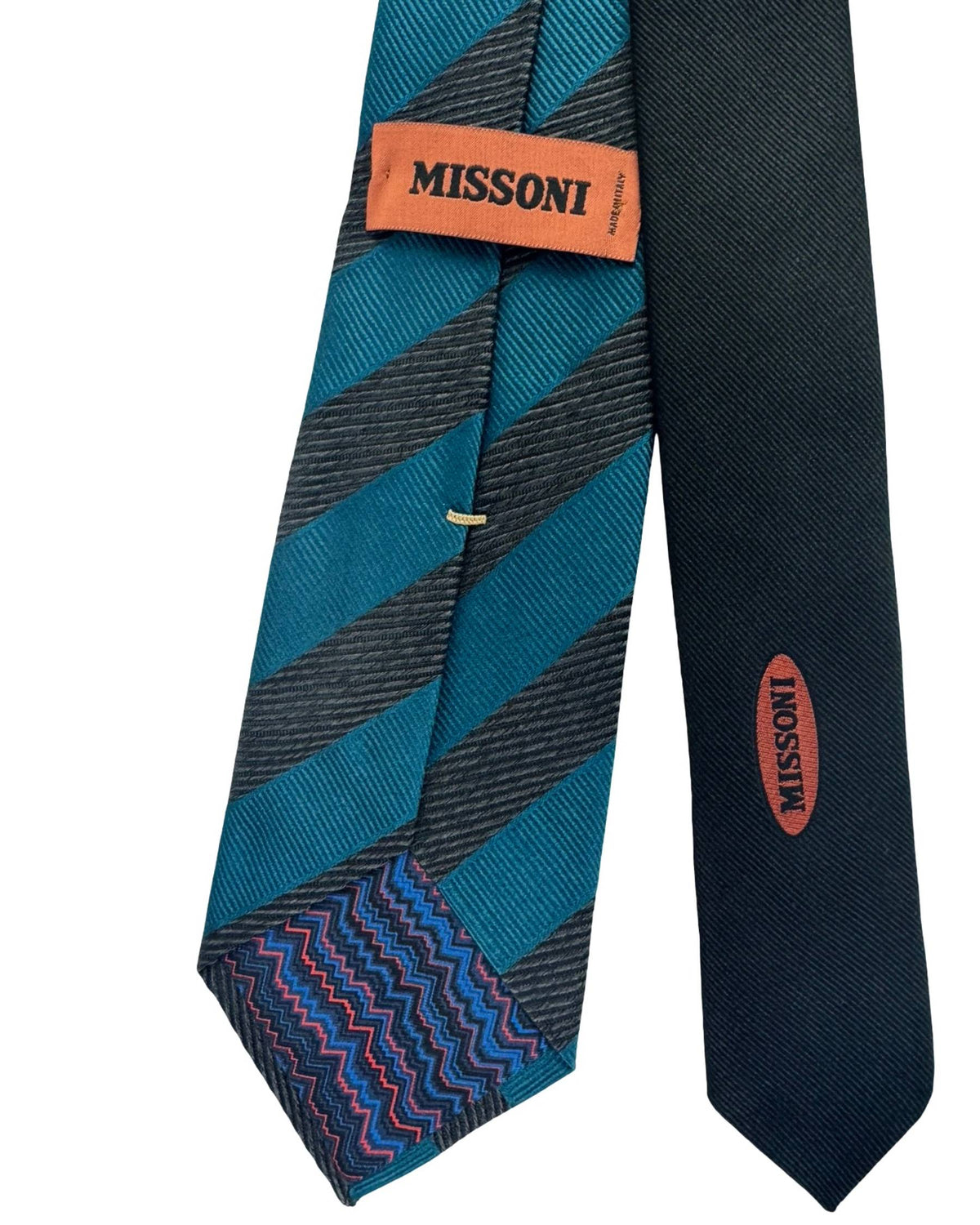 Missoni Silk Tie Teal Gray Stripes