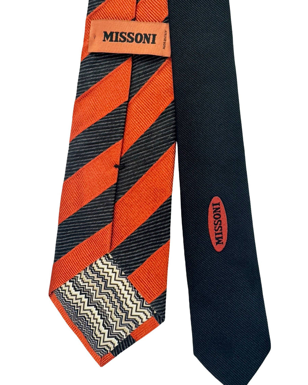 Missoni Silk Tie Rust Orange Gray Stripes