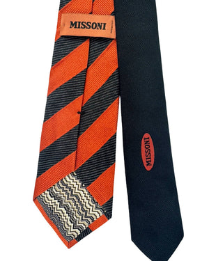 Missoni Silk Tie Rust Orange Gray Stripes