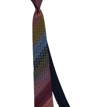 Missoni Silk Tie Bordeaux Pink Royal Blue ZigZag Chevron Pattern