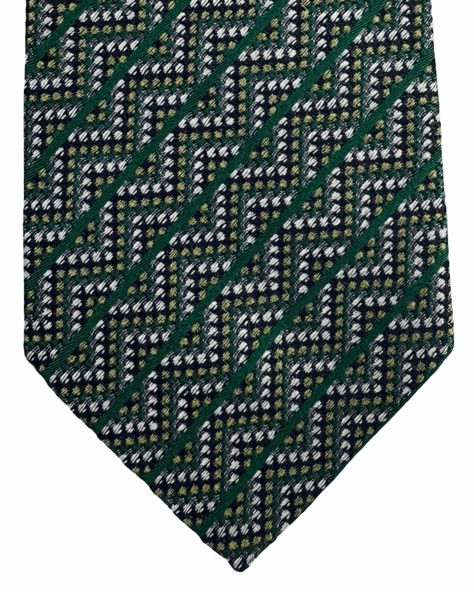 Missoni Silk Tie Green Black Silver ZigZag Pattern