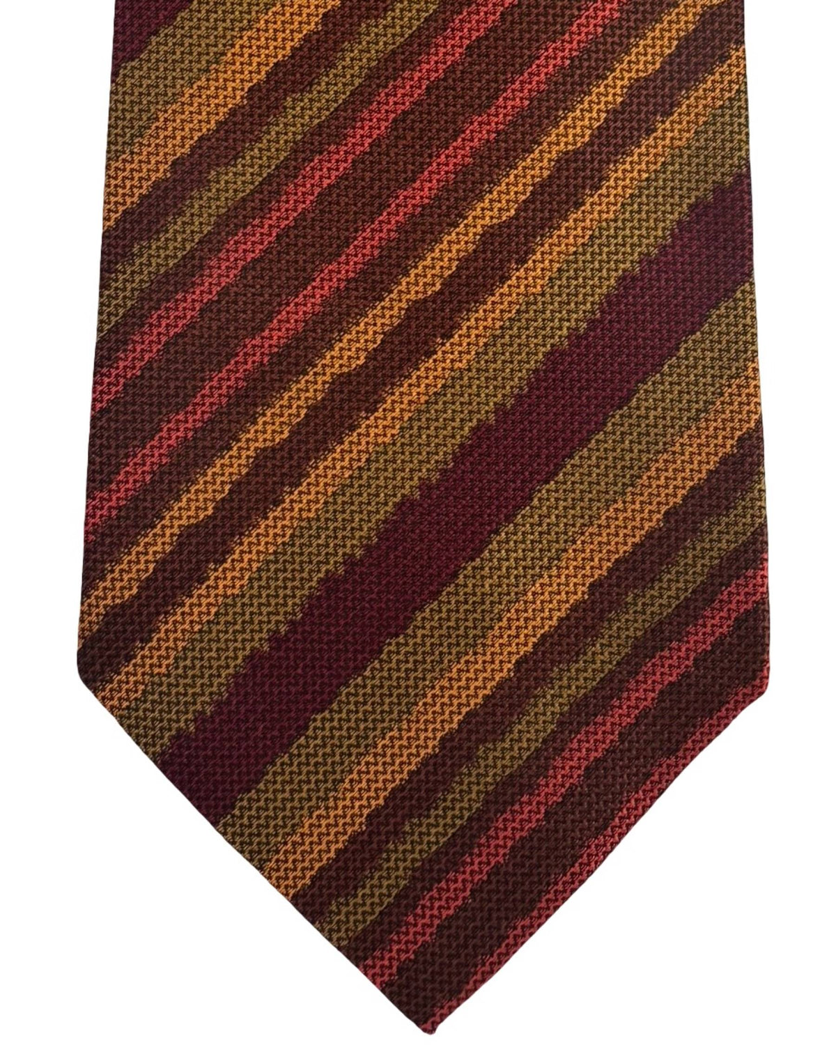 Missoni Silk Tie Bordeaux Orange Green Striped Design