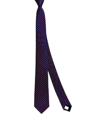 Moschino Silk Tie Midnight Blue Bordeaux Silver Geometric SALE