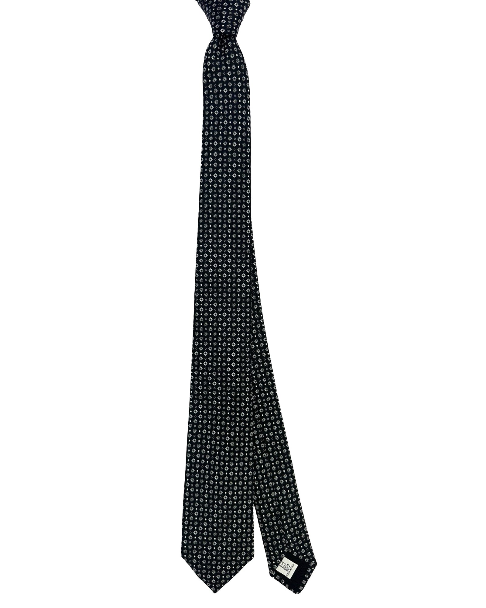 Moschino Silk Tie Black Silver Geometric Design