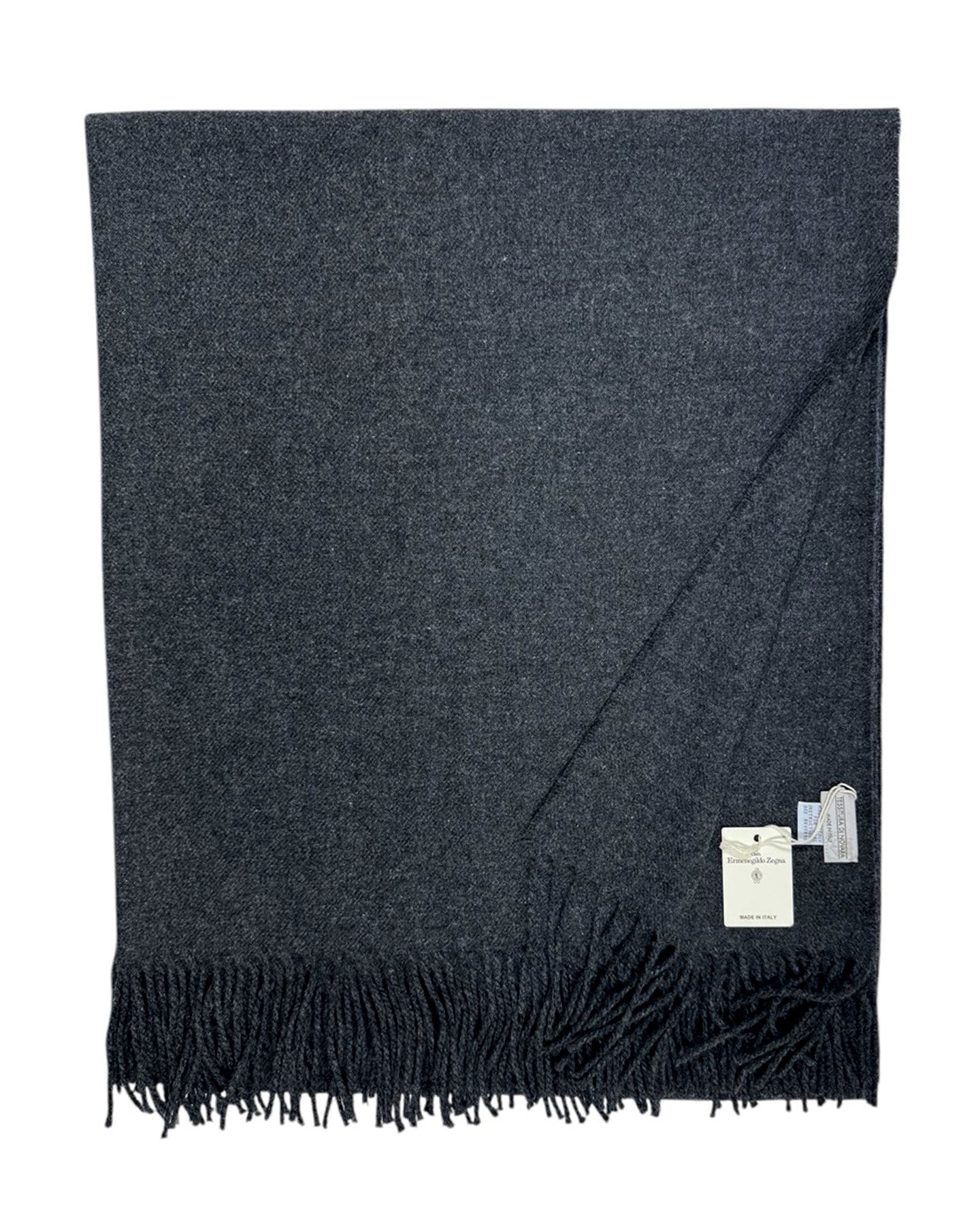 Tessitura Di Novara Cashmere Throw Blanket Dark Gray Black - Zegna Fabrics