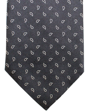 Armani Silk Tie Anthracite Gray Mini Paisley SALE