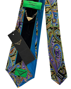 Vitaliano Pancaldi Silk Tie Blue With Vibrant Multicolor Paisley Pattern