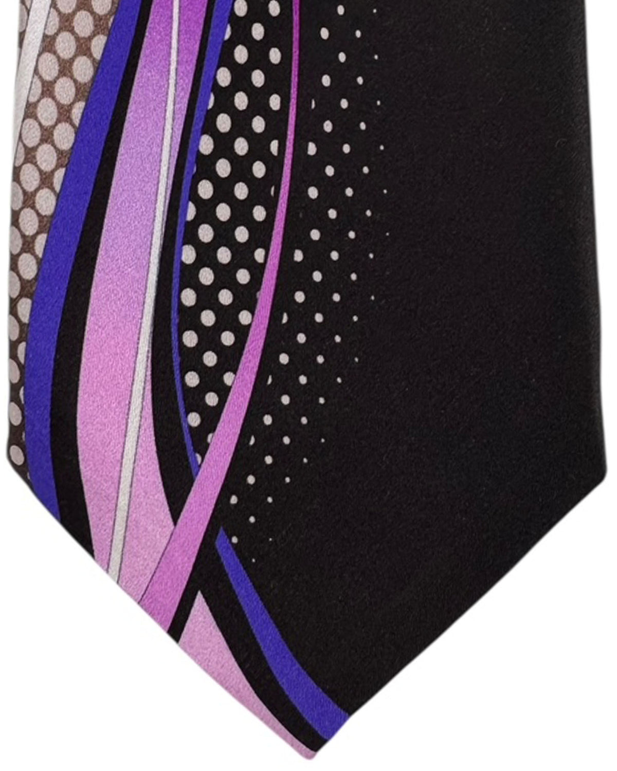 Vitaliano Pancaldi Silk Tie Black with Purple Geometric Stripes