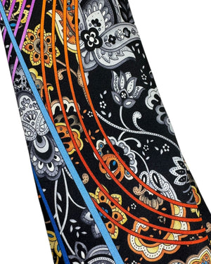 Vitaliano Pancaldi Silk Tie Black With Multicolor Paisley Design
