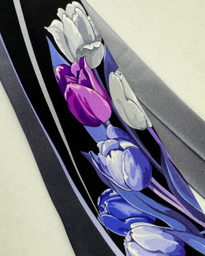 Vitaliano Pancaldi Tie Blue Purple Tulips Design
