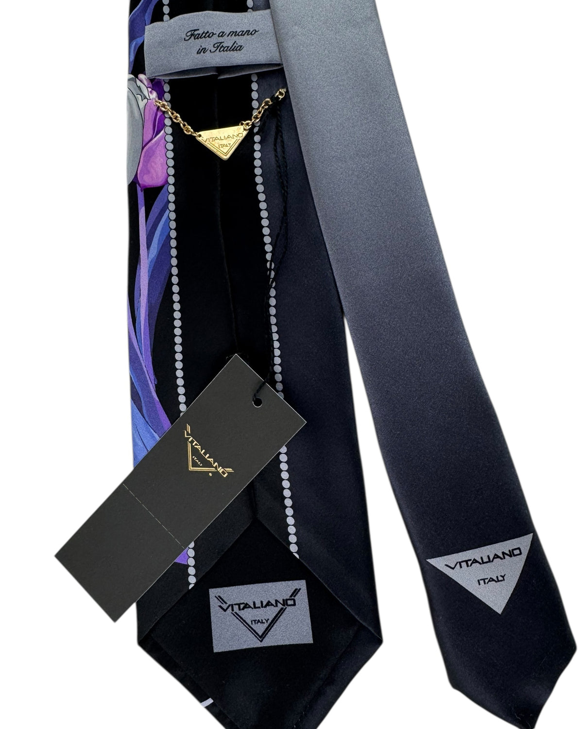 Vitaliano Pancaldi Tie Blue Purple Tulips Design