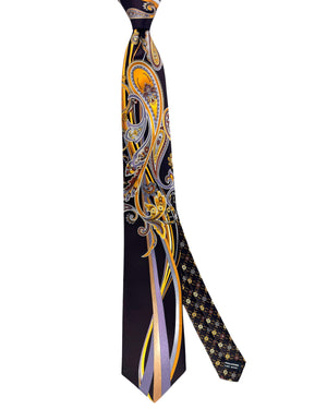 Vitaliano Pancaldi Silk Tie Brown Gold Paisley