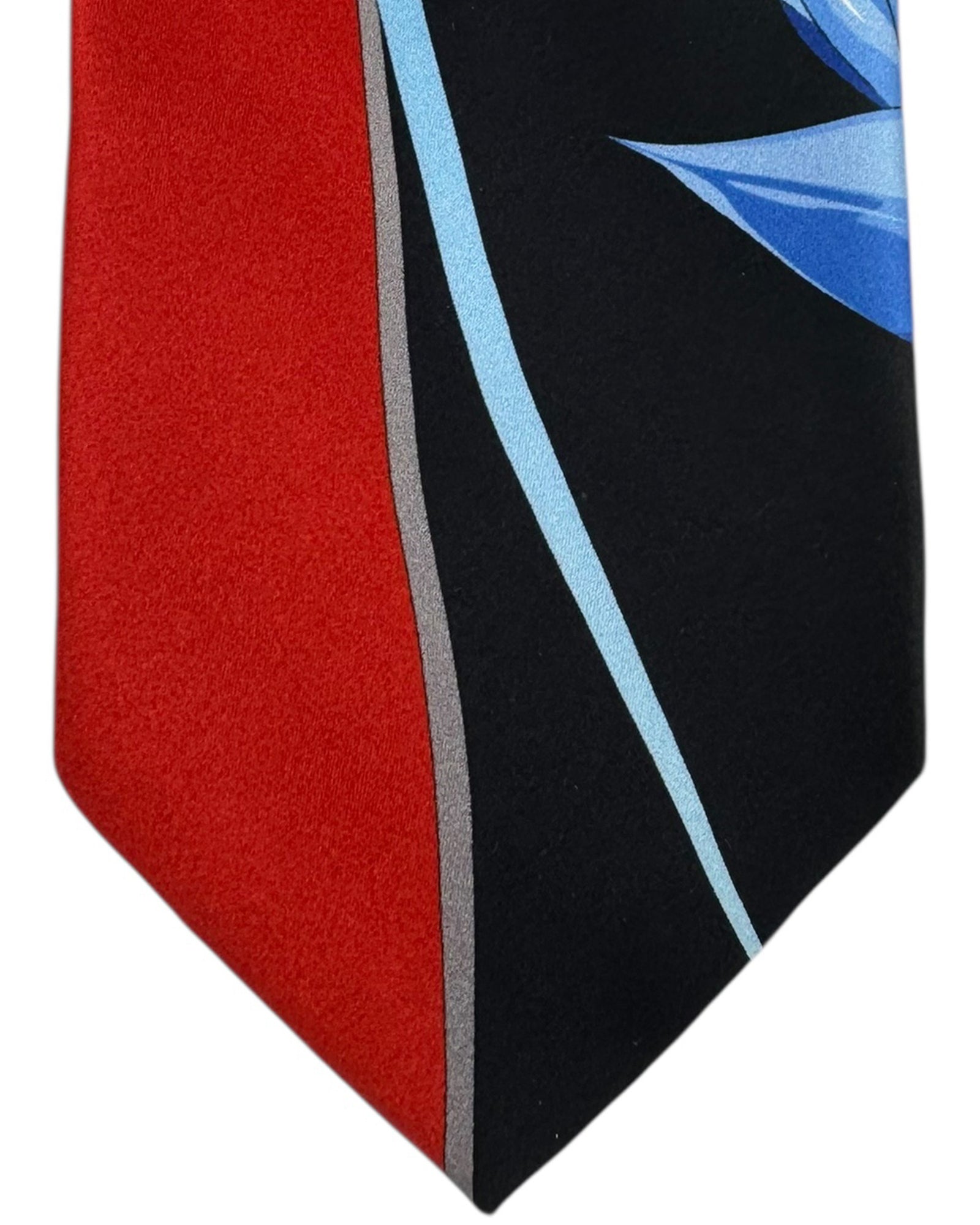 Vitaliano Pancaldi Silk Tie Black Red Blue Tulips Design