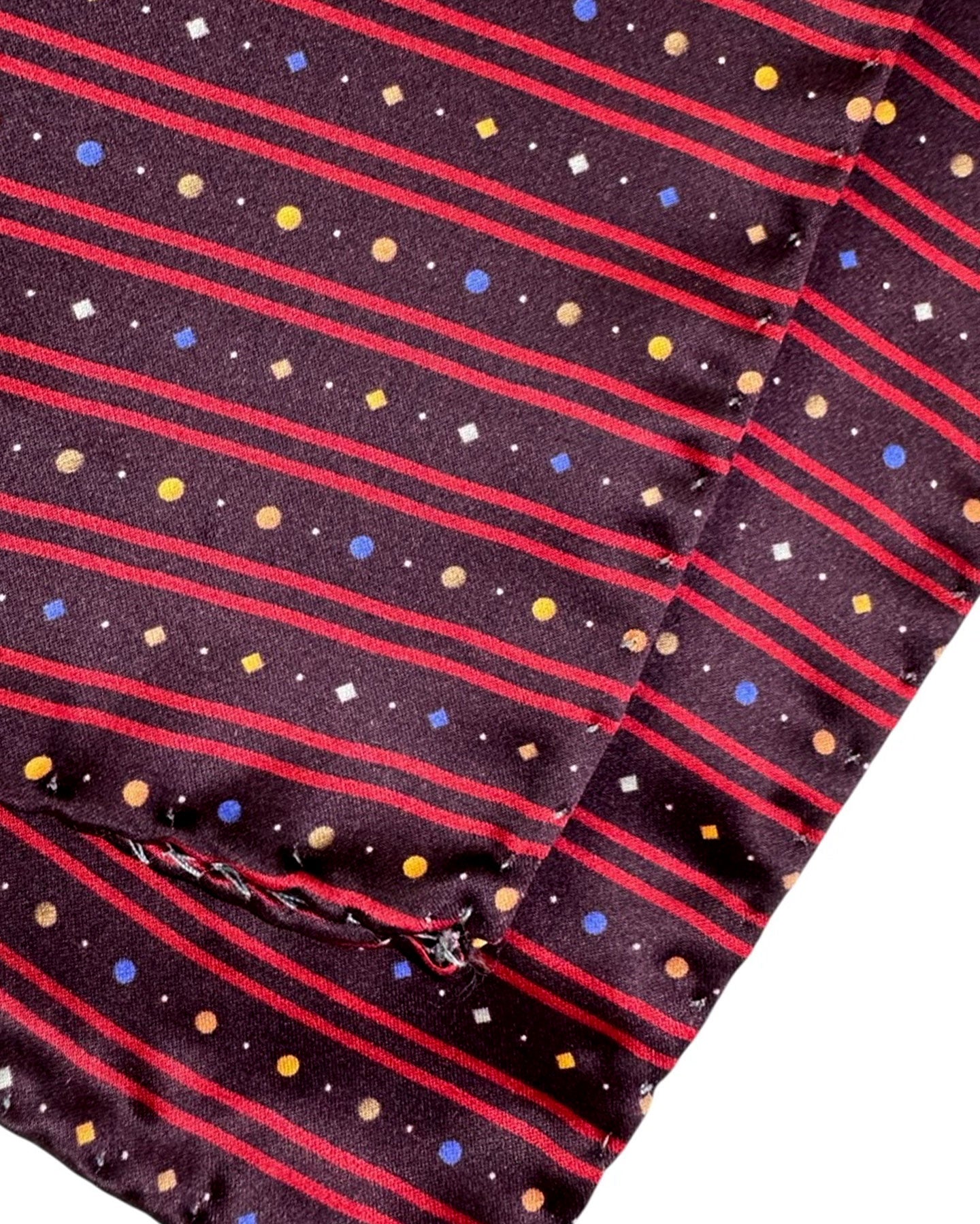 Pancaldi Silk Pocket Square Dark Maroon Red Stripes New