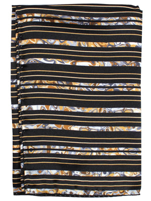 Vitaliano Pancaldi Pocket Square Black Brown Stripes