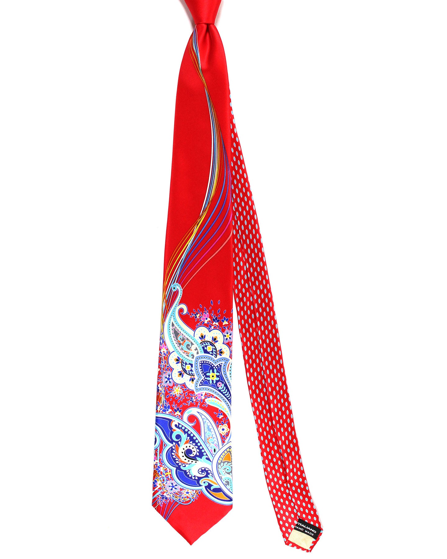 Vitaliano Pancaldi Silk Tie Red Royal Blue Paisley Design