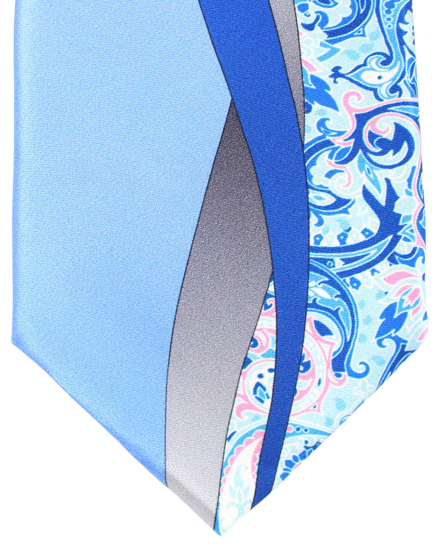 Vitaliano Pancaldi Silk Tie Blue Pink Ornamental Design
