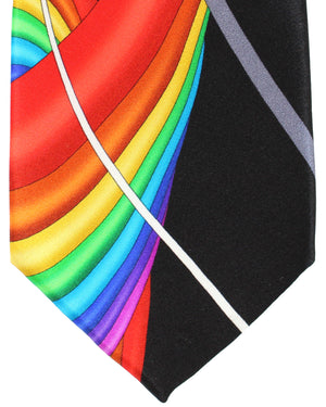 Vitaliano Pancaldi Silk Tie Black Multi Colored Swirl Design