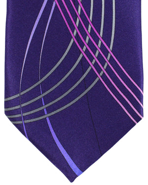 Vitaliano Pancaldi Silk Tie Purple Swirl Design