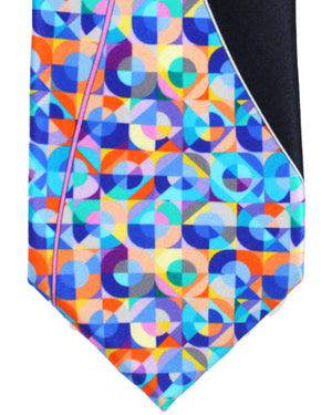 Vitaliano Pancaldi Silk Tie Orange Purple Turquoise Geometric Design