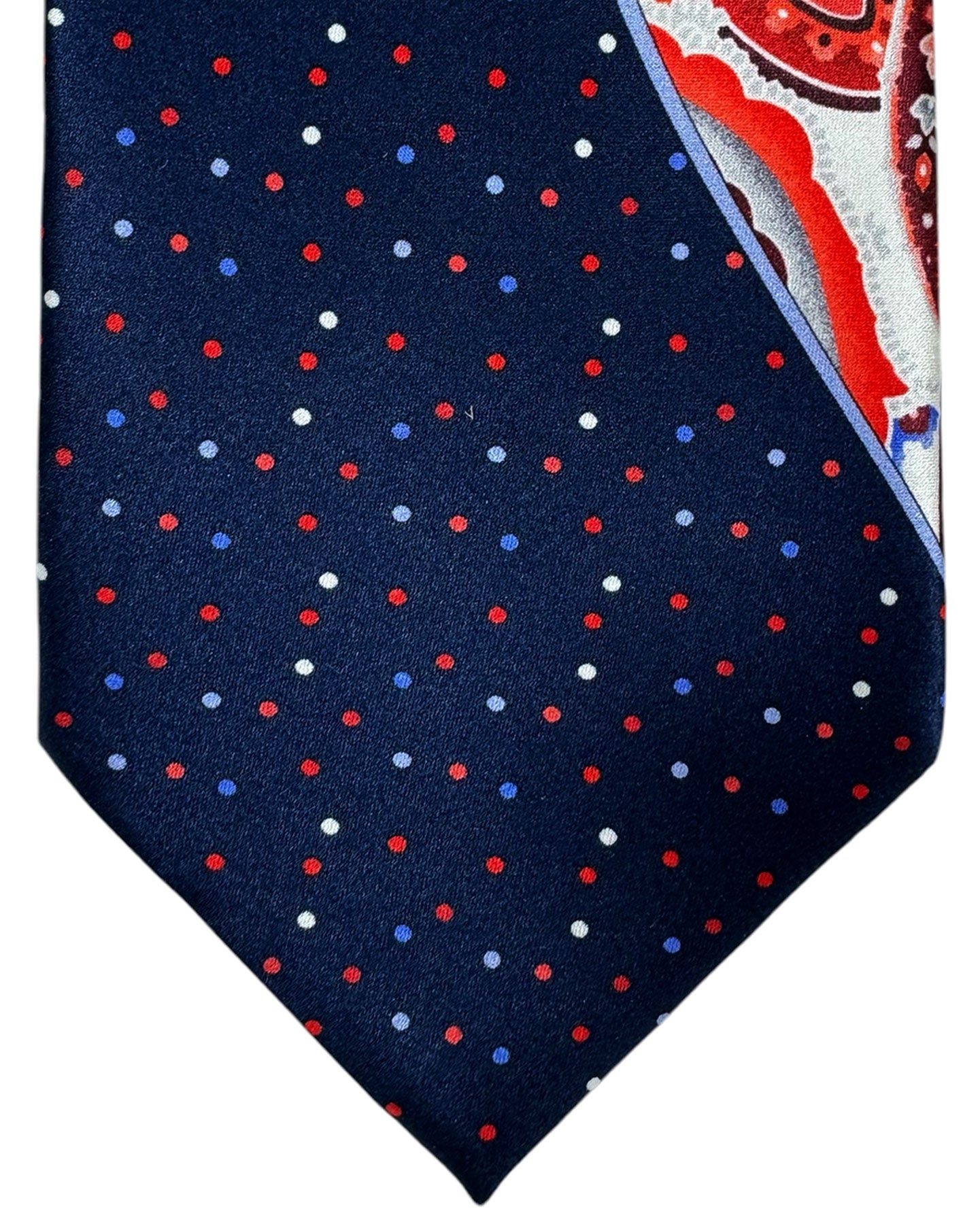 Vitaliano Pancaldi Silk Tie Midnight Blue Red Mini dots & Paisley Design