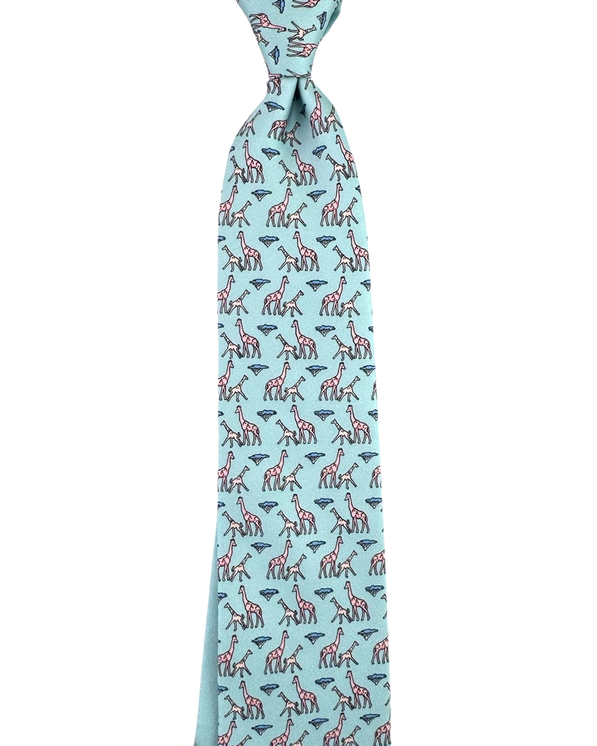 Thomas Pink Tie Light Blue Giraffe - Novelty Design