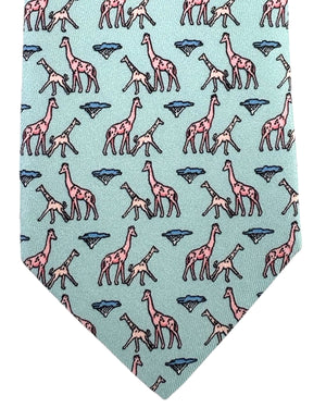 Thomas Pink Tie Light Blue Giraffe - Novelty Design