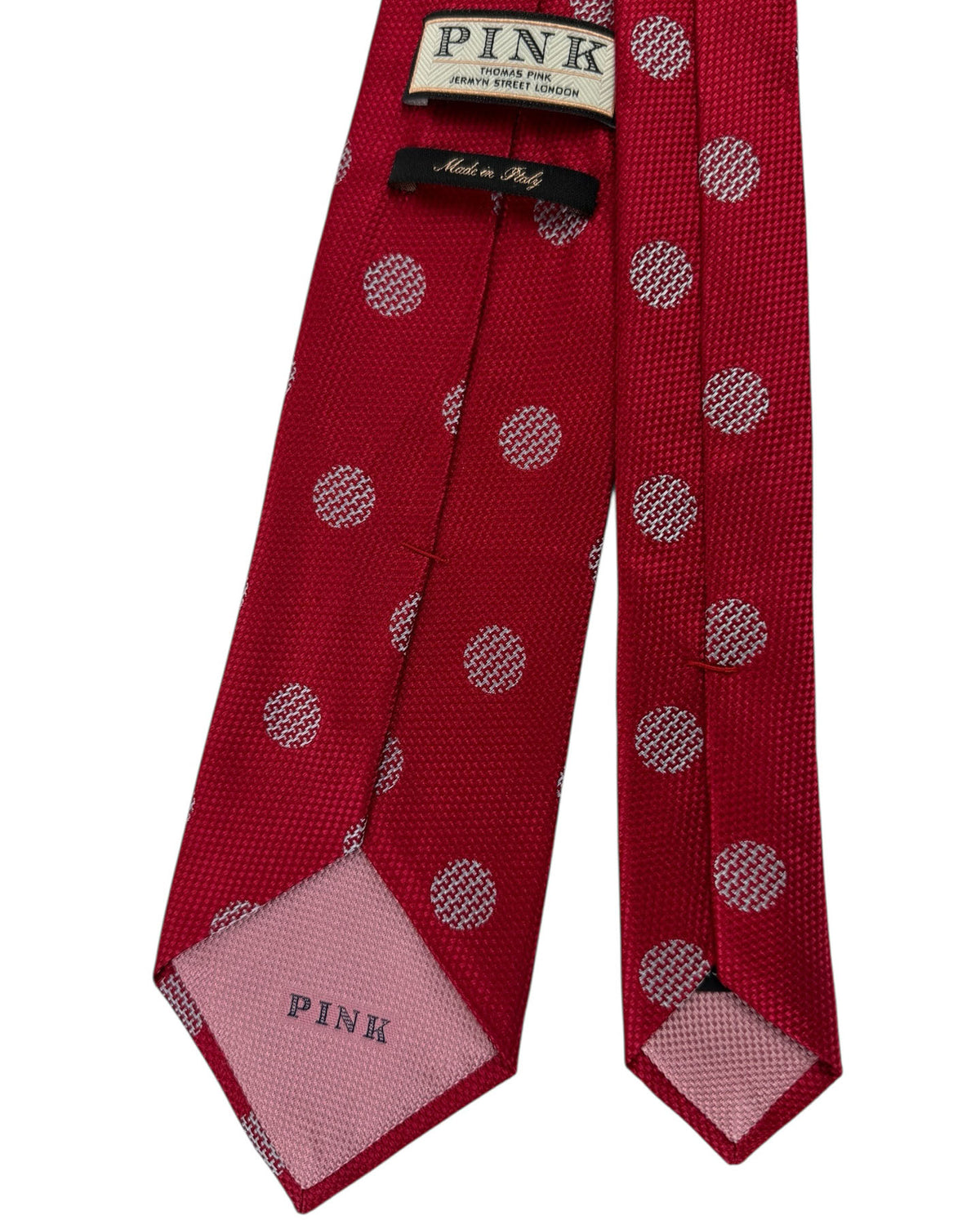 Thomas Pink Tie Red Textured Polka Dot