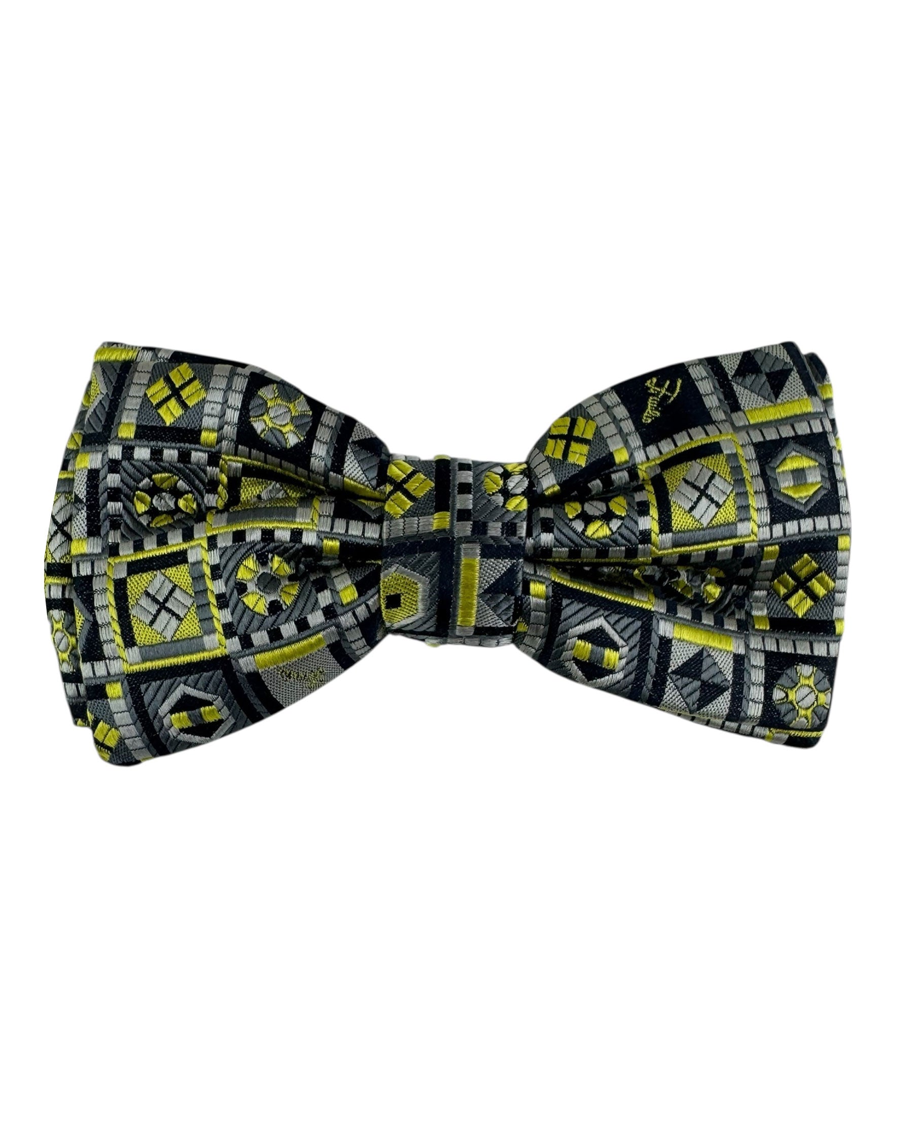 Emilio Pucci Silk Bow Tie Gray Black - Pre-Tied Bowtie