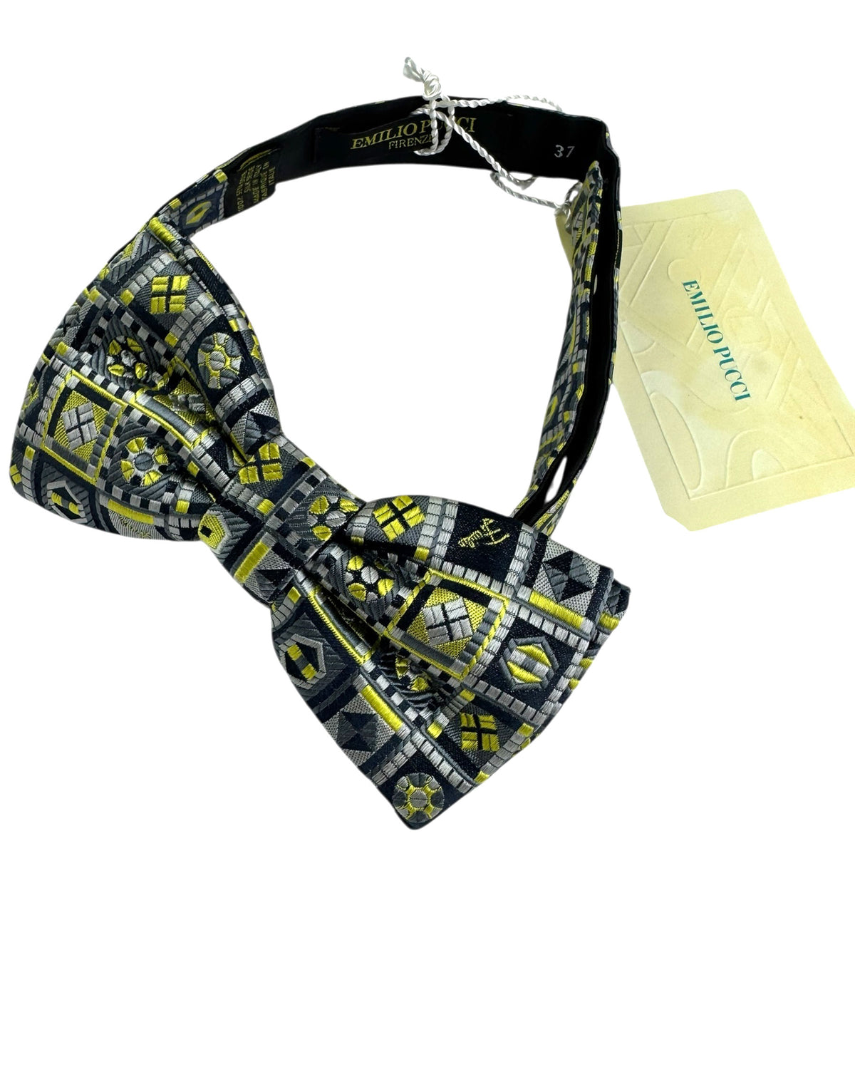 Pucci Silk Bow Tie Gray Black - Pre-Tied Bowtie