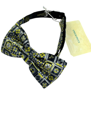 Pucci Silk Bow Tie Gray Black - Pre-Tied Bowtie