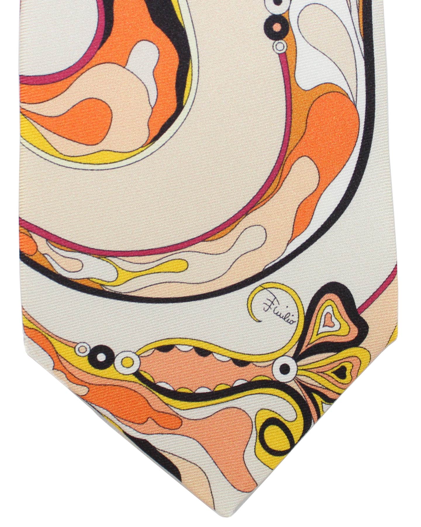 Emilio Pucci Silk Tie Signature Orange Peach Design