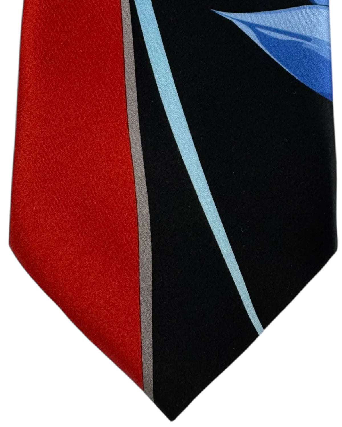 Vitaliano Pancaldi Silk Tie Blue Tulips On Red Blue Black